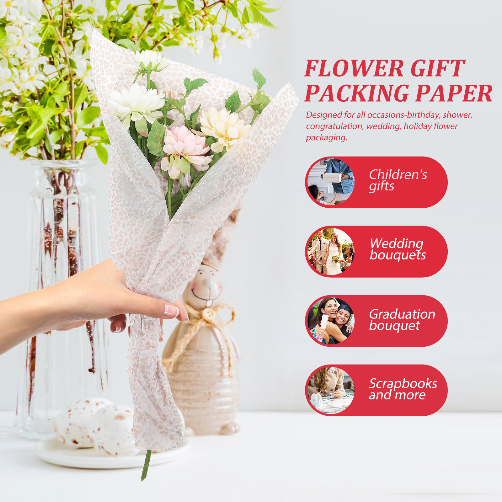 Wedding Packaging - Papier ozdobny do pakowania bukietów kwiatów,