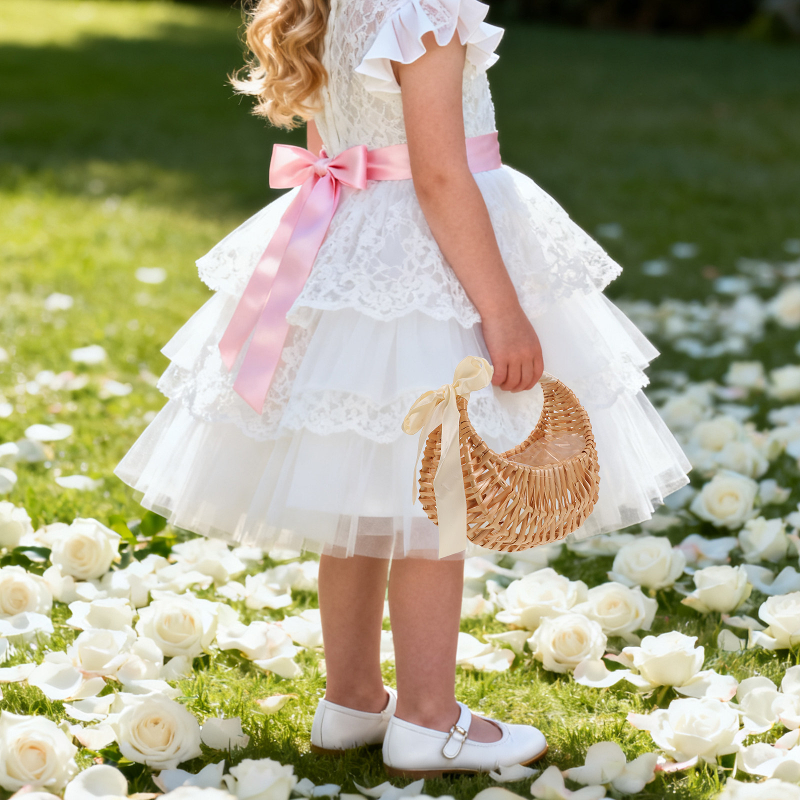 Wedding Ceremony Supply - Kosz dla dziewczynki sypiącej kwiaty, ręcznie