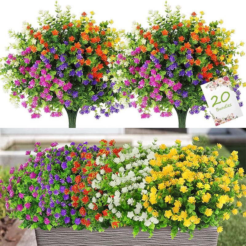 Flower Girl Basket - 3/6 szt. Sztuczne rośliny kwiatowe Eukaliptus