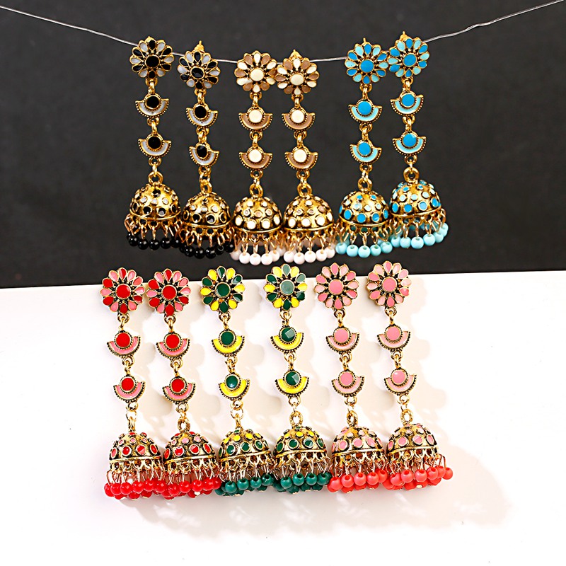 Indian Wedding Supply - Jhumka Jhumki wielokolorowe koraliki Tassel indyjskie
