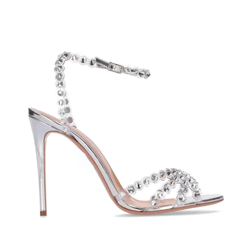 Wedding Shop - Eleganckie srebrne sandały na platformie plus