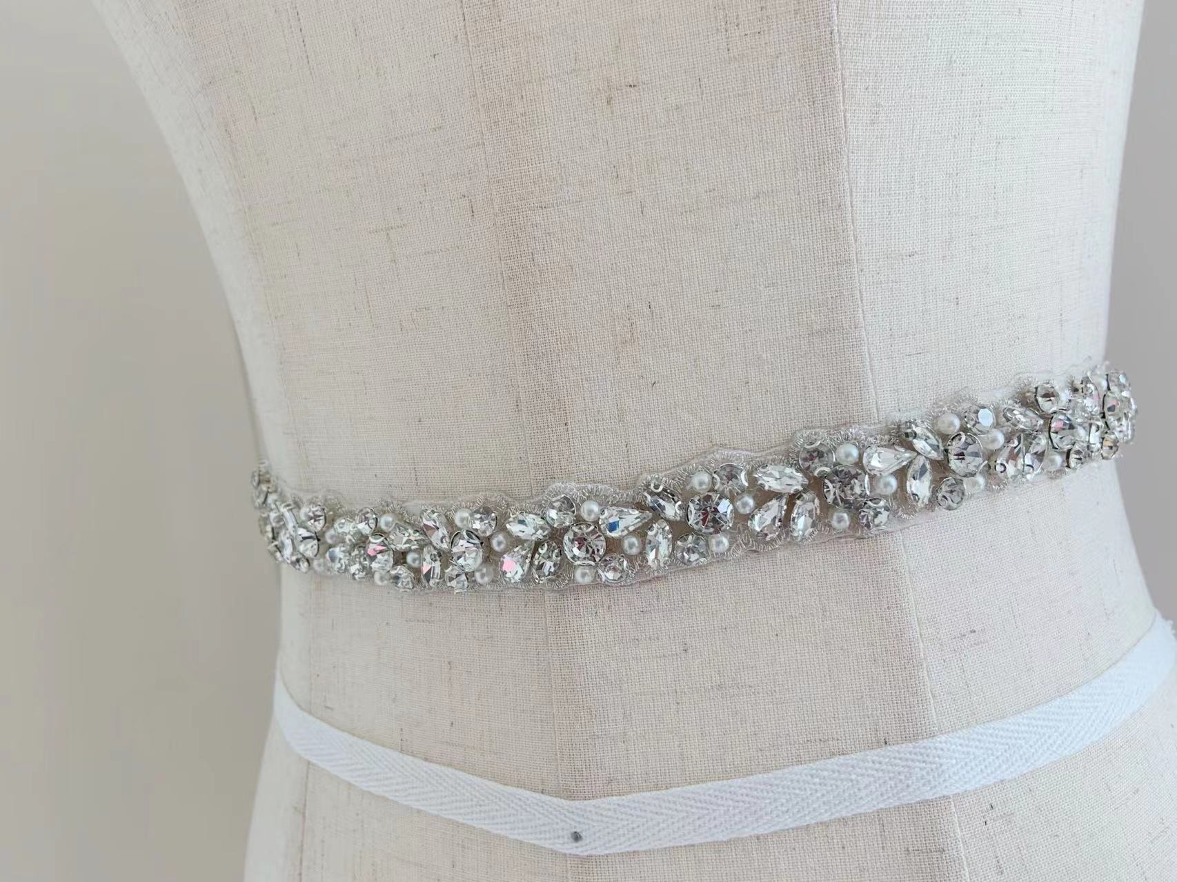 1 Jard/5 Jardów Srebrna Kryszt – Bridal Sash Ribbon recenzja i cena