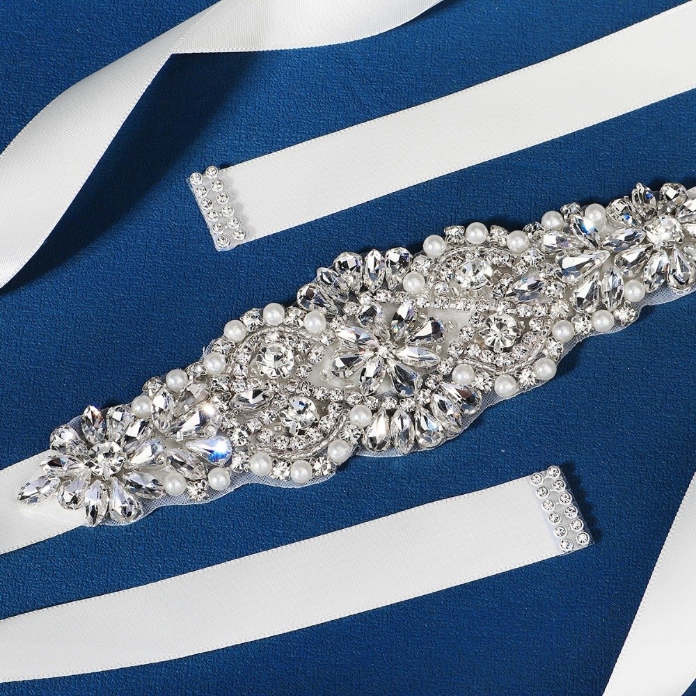 Wstążka do sukni ślubnej, sreb – Bridal Sash Ribbon recenzja i cena