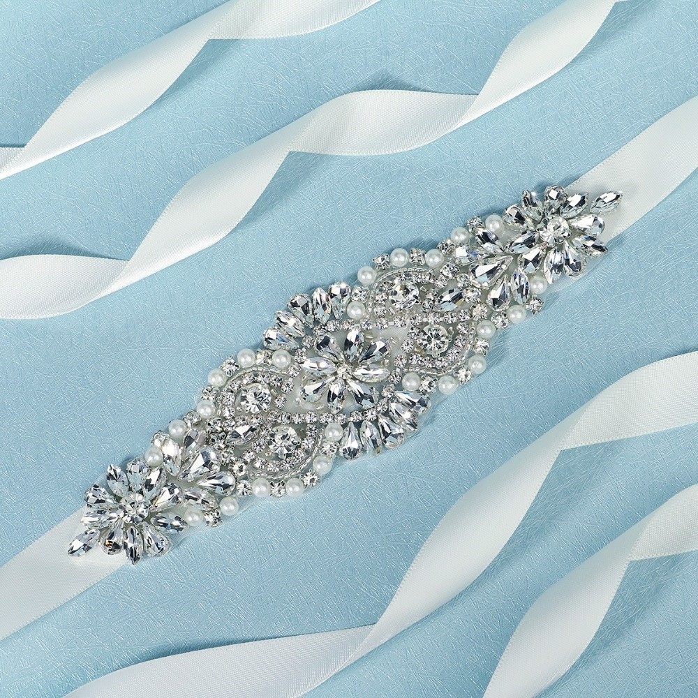 Pasek ślubny z wstążką, srebrn – Bridal Sash Ribbon recenzja i cena