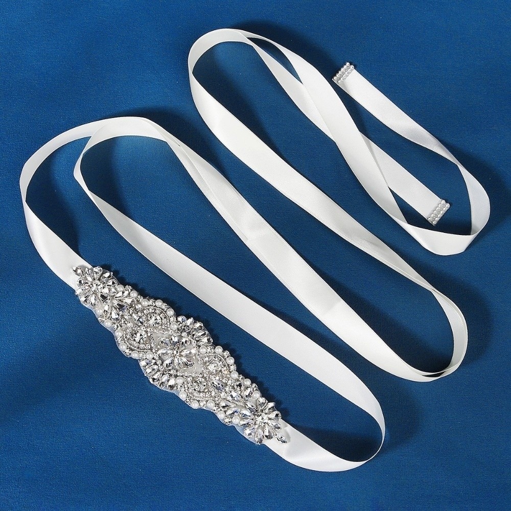 Pasek ślubny z wstążką, srebrn – Bridal Sash Ribbon recenzja i cena